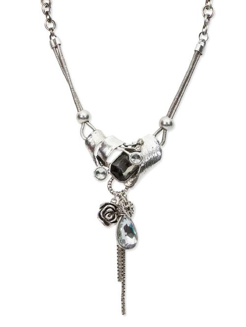 silver embellished metal chain necklace - 11414324 - Very Small Image - 1