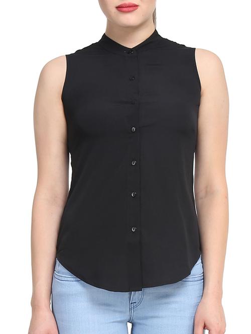 mandarin neck sleeveless shirt - 11418316 - Very Small Image - 1