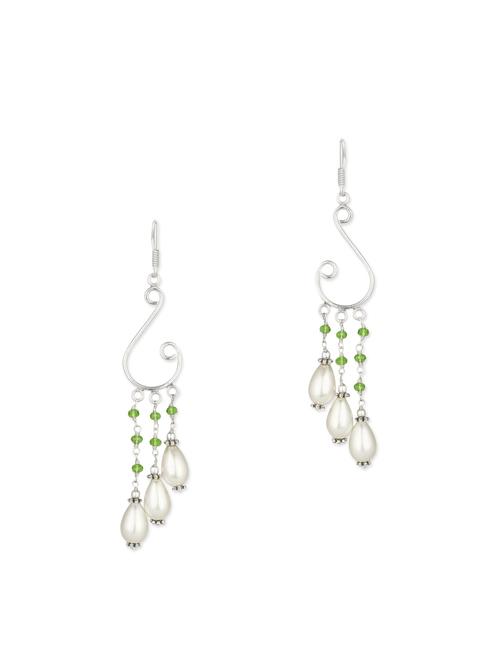 white metal drop earring - 11418786 - Very Small Image - 1