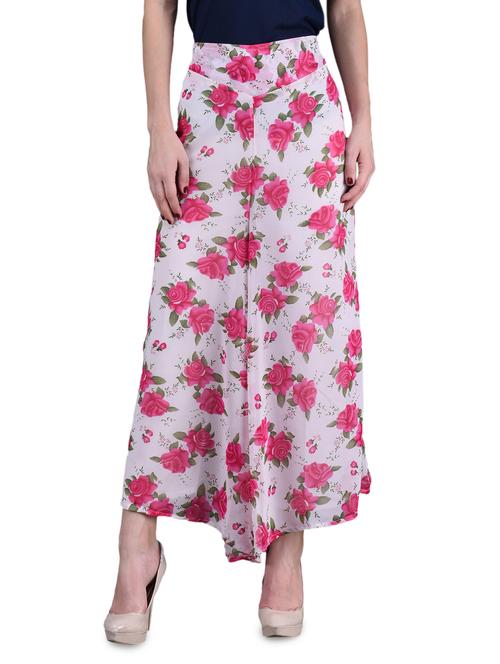 Rose printed georgette palazzos - 1142111 - Very Small Image - 1