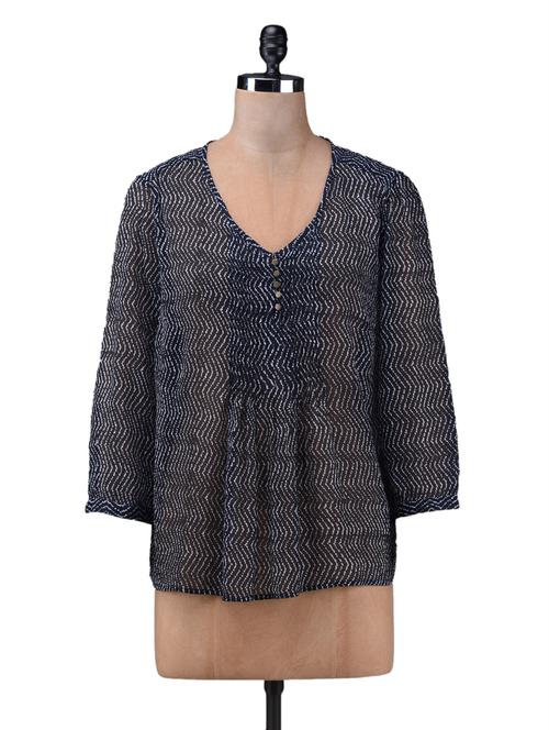 chevron printed v-neck chiffon top - 1142156 - Very Small Image - 1