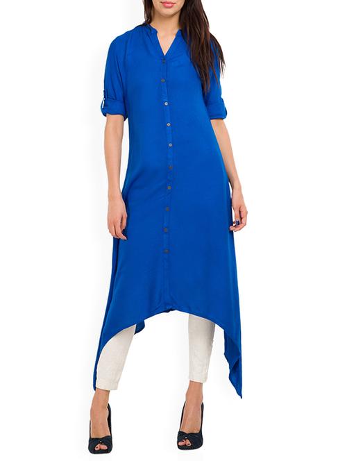 blue viscose kurta - 11421804 - Very Small Image - 1