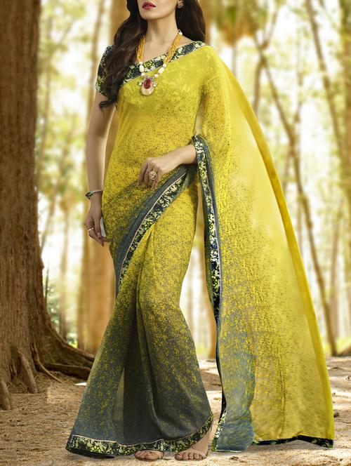 abstract printed saree with blouse - 11422831 - Very Small Image - 1