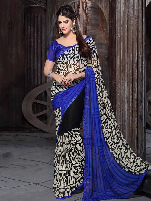 multi colored printed georgette saree with blouse - 11423556 - Very Small Image - 1