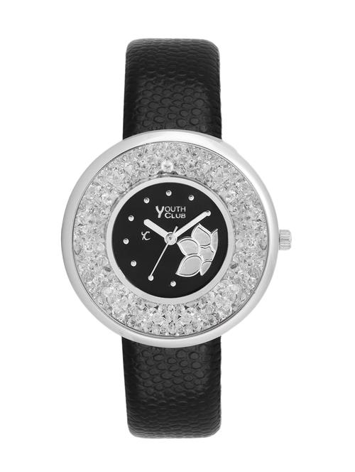 black color, leatherette analog watch with embellishment - 11427800 - Very Small Image - 1