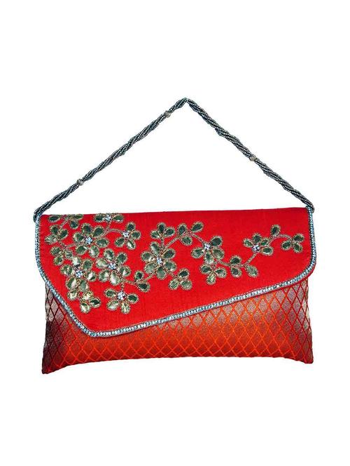 orange color, silk clutch with gota patti work - 11428805 - Very Small Image - 1