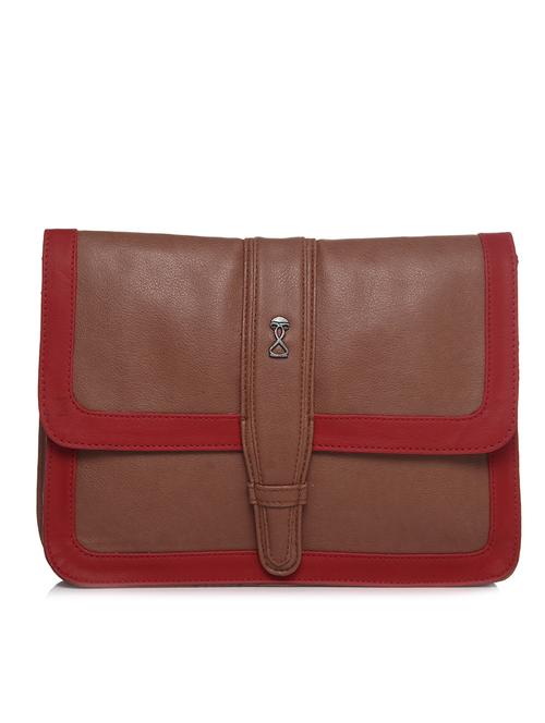 brown and maroon leatherette clutch - 11429260 - Very Small Image - 1