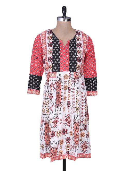 white printed cotton kurta - 1143221 - Very Small Image - 1