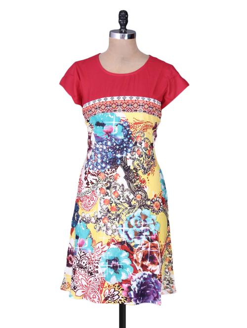 multi coloured printed rayon dress - 1143279 - Very Small Image - 1