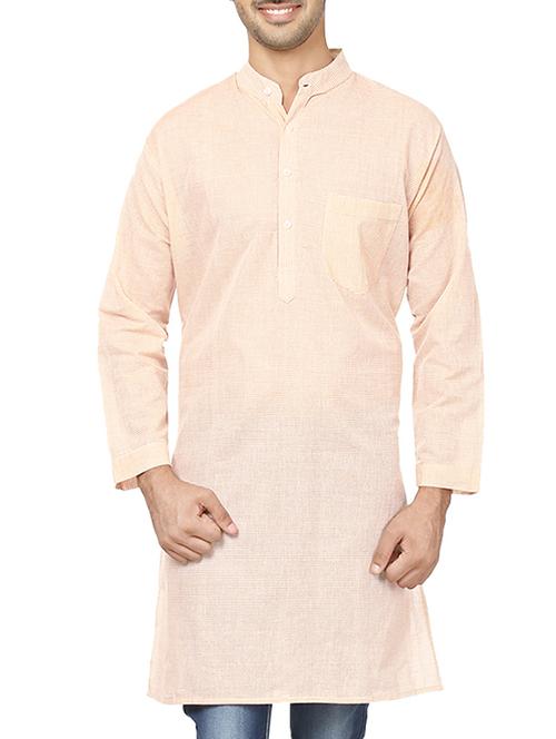 solid beige cotton kurta - 11435864 - Very Small Image - 1