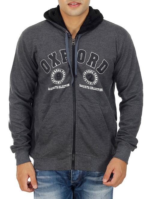charcoal grey printed cotton sweatshirt - 11438004 - Very Small Image - 1