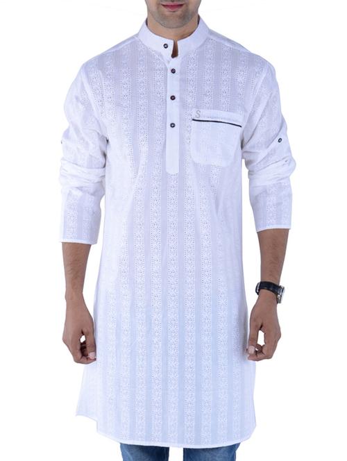 white cotton kurta - 11438305 - Very Small Image - 1