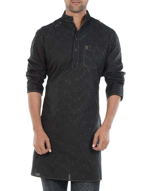 black cotton kurta - 11438352 - Very Small Image - 1