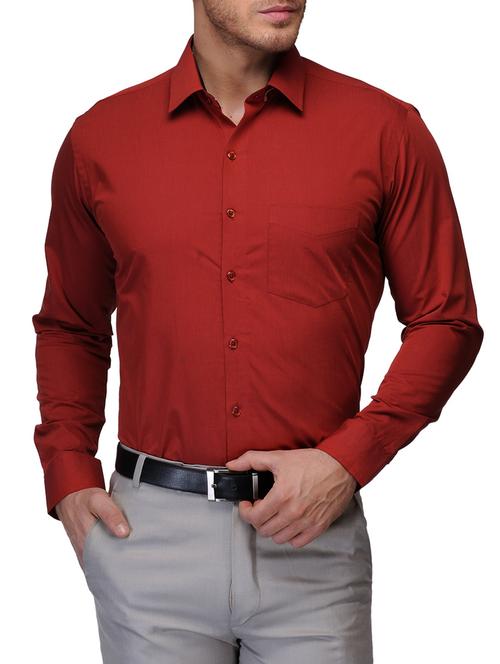 red cotton formal shirt - 11439012 - Very Small Image - 1