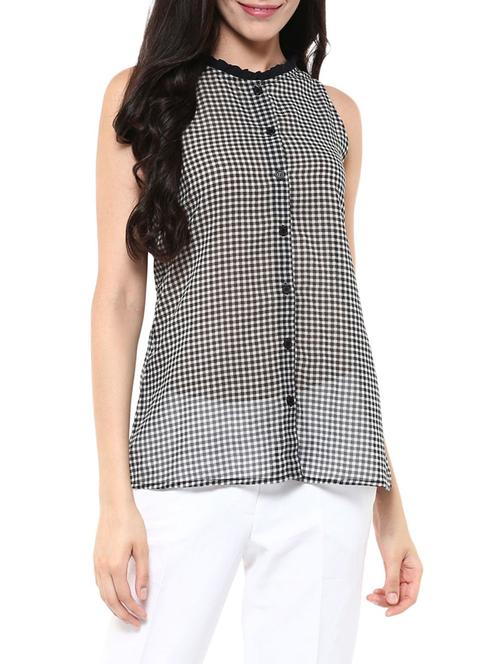 black cotton checked shirt - 11440008 - Very Small Image - 1