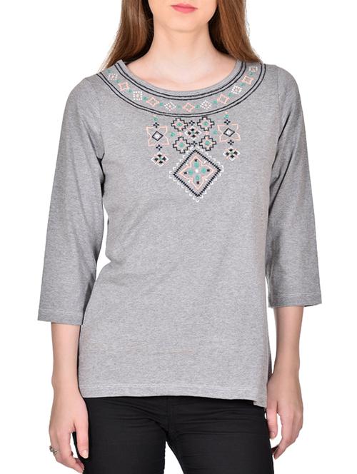 grey embroidered top - 11440056 - Very Small Image - 1