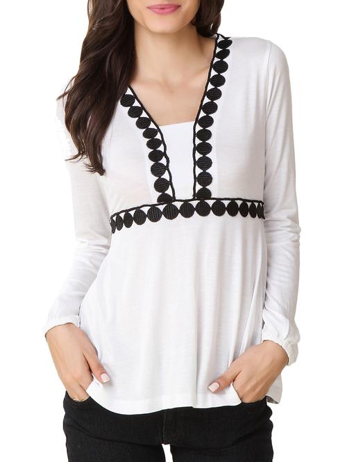 long sleeved embroidered top - 11441444 - Very Small Image - 1
