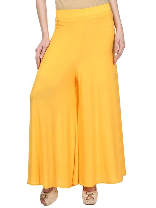 solid yellow satin palazzo - 11441830 - Very Small Image - 1