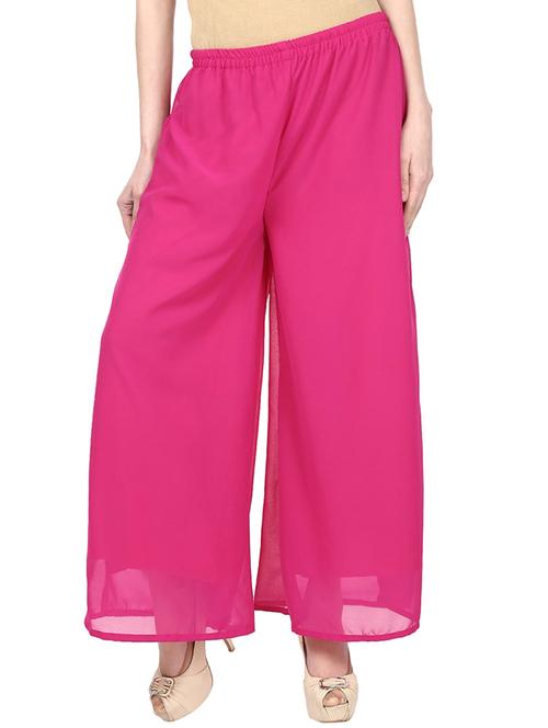solid pink georgette palazzo - 11441845 - Very Small Image - 1