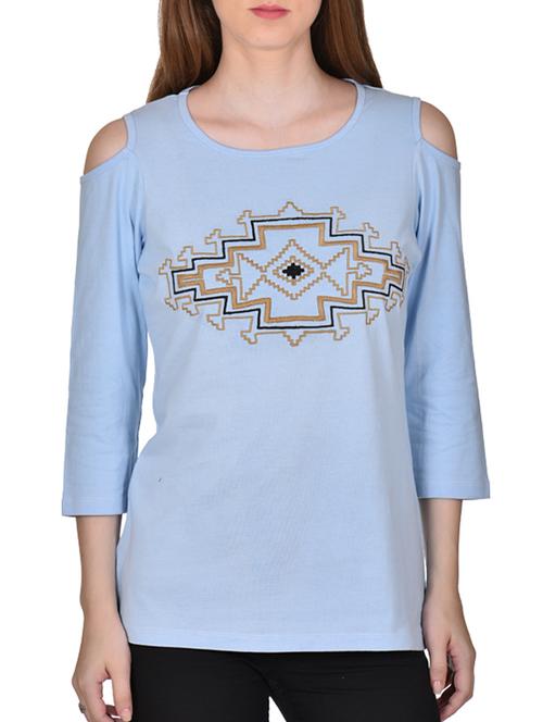 cold shoulder embroidered top - 11443669 - Very Small Image - 1