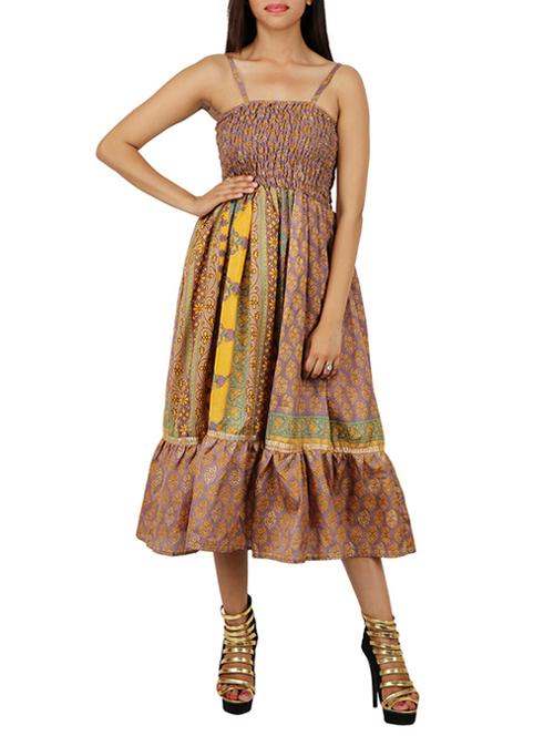 multicolored printed art silk dress - 11445220 - Very Small Image - 1
