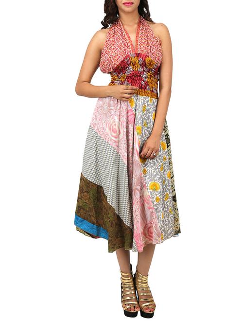 multicolored printed art silk dress - 11445407 - Very Small Image - 1