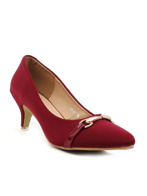 maroon fabric slip on pumps - 11446783 - Very Small Image - 1