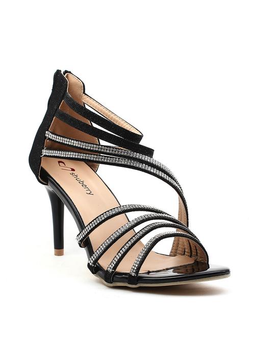 black leatherette ankle strap sandal - 11446854 - Very Small Image - 1