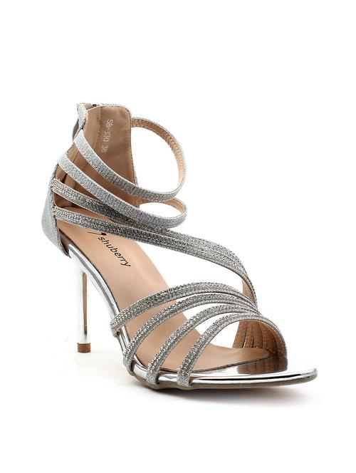 silver leatherette ankle strap sandal - 11446856 - Very Small Image - 1