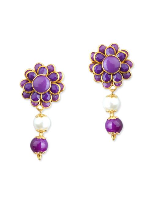 purple brass pearl earrings - 11447648 - Very Small Image - 1