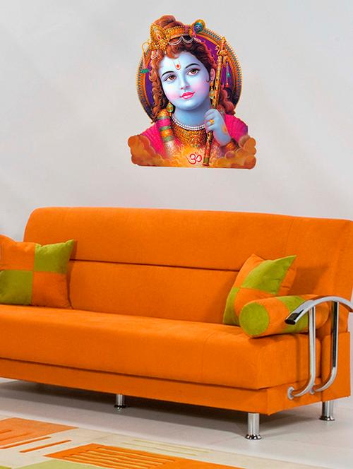 multicolor krishna fabric wall painting - 1144784 - Very Small Image - 1