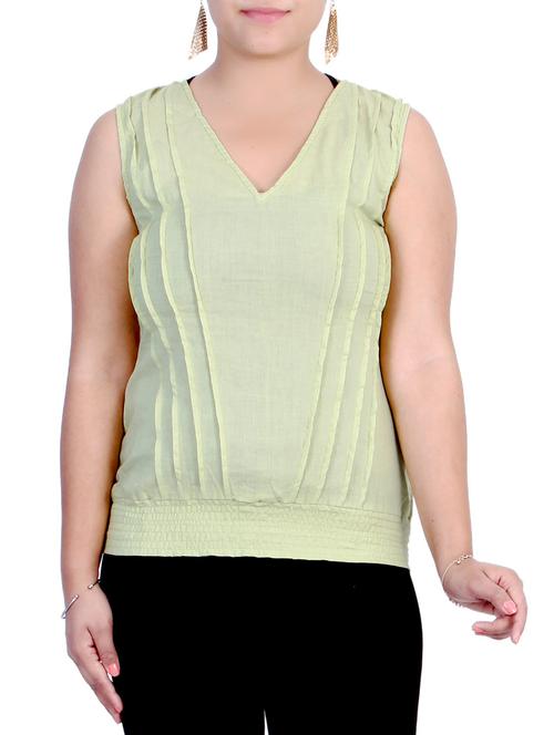 solid pin tuck cotton top - 1144878 - Very Small Image - 1