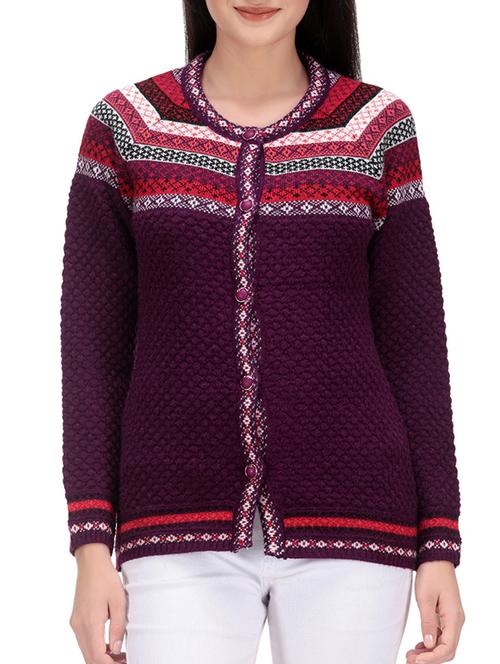 purple woolen cardigan - 11450156 - Very Small Image - 1