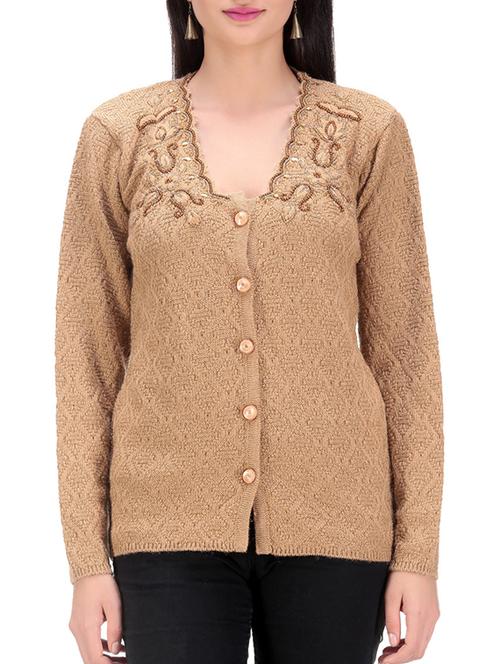 beige wool cardigan - 11450181 - Very Small Image - 1