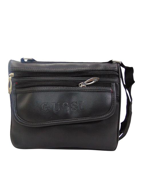 solid black leatherette sling bag - 11450717 - Very Small Image - 1