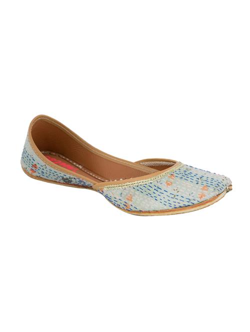 pastel blue hand embroidered leather mojris - 11451767 - Very Small Image - 1