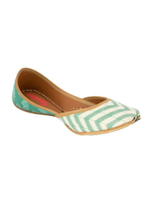 sea-green and white printed leather mojris - 11451775 - Very Small Image - 1