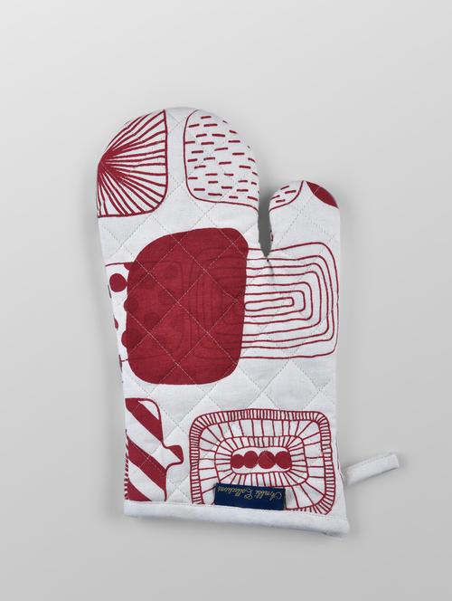 red and white cotton printed gloves - 1145213 - Very Small Image - 1
