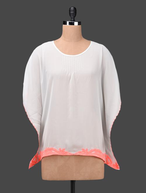 Embroidered hemline Georgette Kaftan Top - 1145230 - Very Small Image - 1