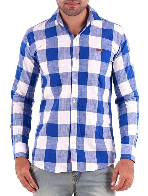 blue and white linen casual shirt - 11452487 - Very Small Image - 1
