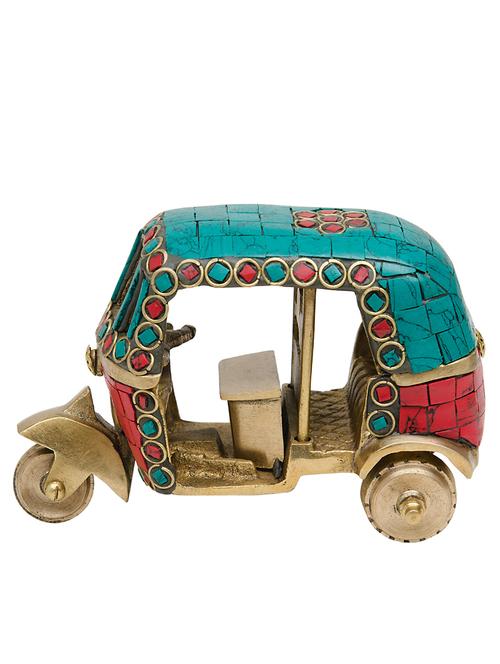 auto rickshaw tuk-tuk brass showpiece handcarved sculpture - 11454131 - Very Small Image - 1