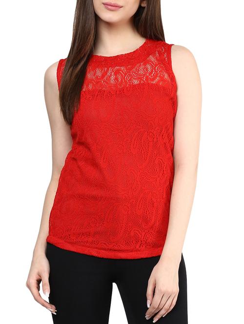 solid red net top - 11455563 - Very Small Image - 1