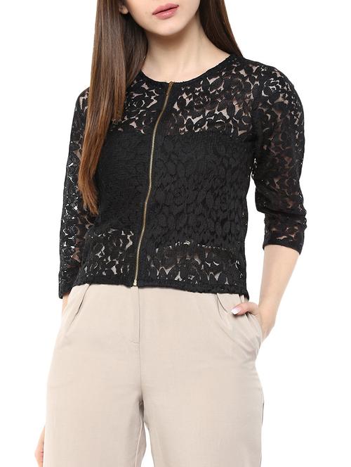 solid black net top - 11455570 - Very Small Image - 1