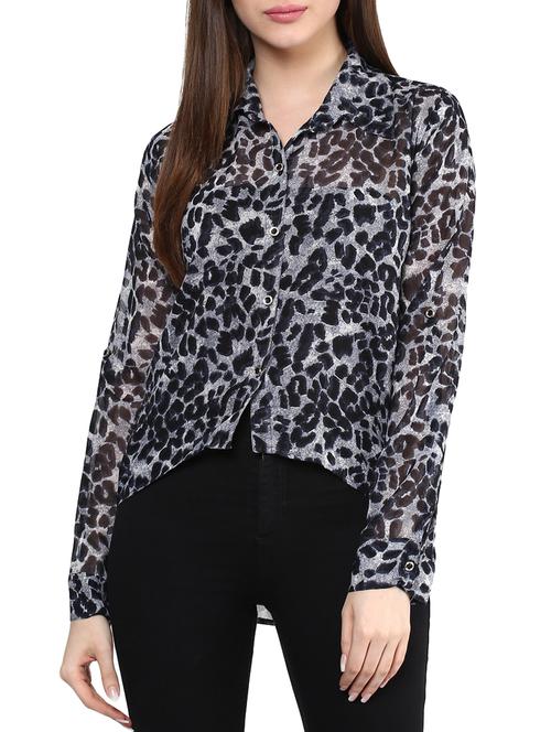 high low animal print shirt - 11455622 - Very Small Image - 1