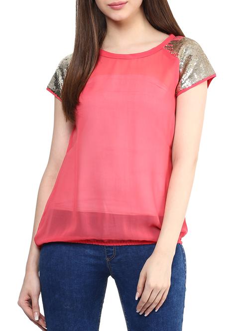 pink georgette sequined top - 11455643 - Very Small Image - 1