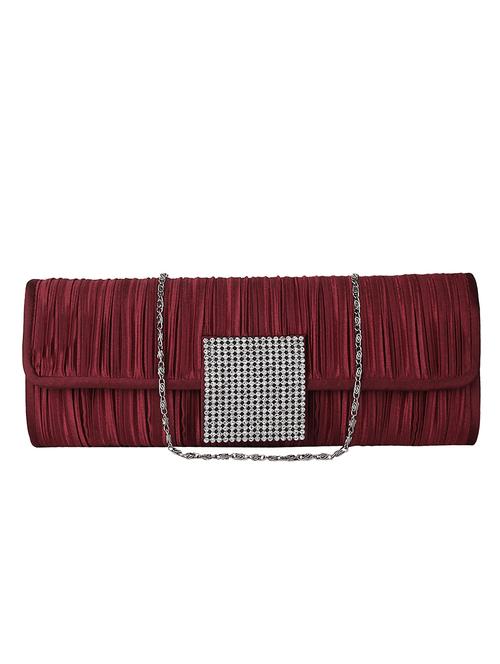 red satin embellished clutch - 11456658 - Very Small Image - 1