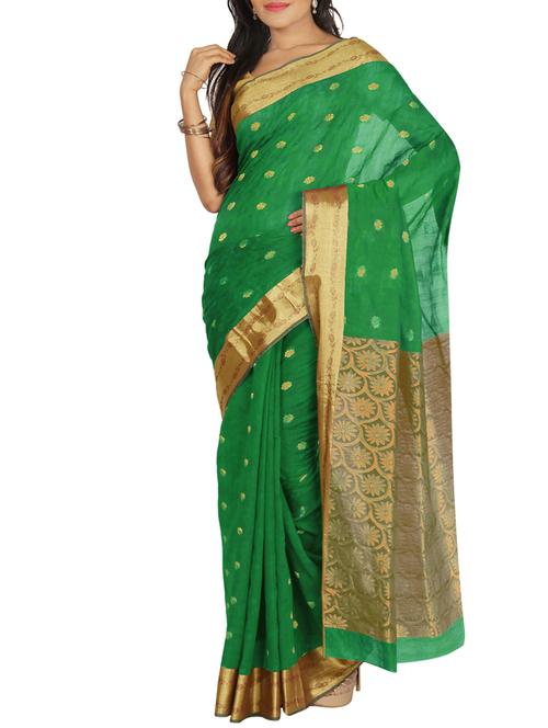 green silk saree with blouse - 11456973 - Very Small Image - 1