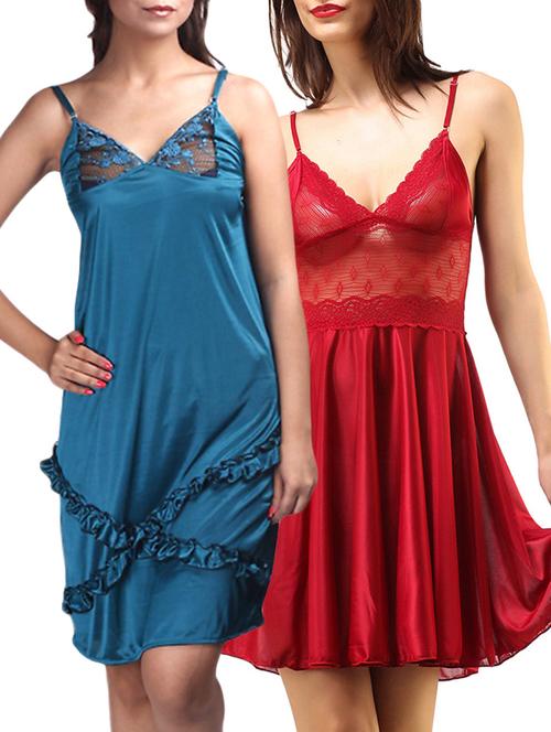 multi colored satin nighty (set of 2) - 11457967 - Very Small Image - 1