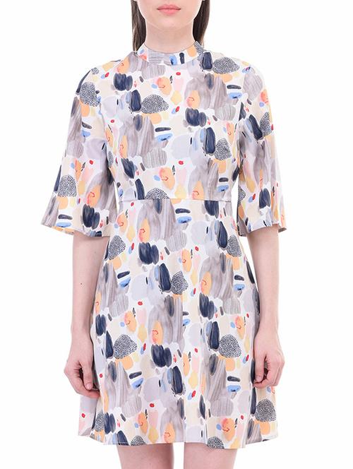 multi colored polyester aline dress - 11459193 - Very Small Image - 1