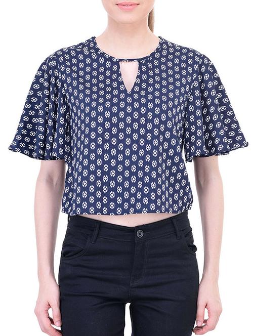 blue polyester crop top - 11459422 - Very Small Image - 1